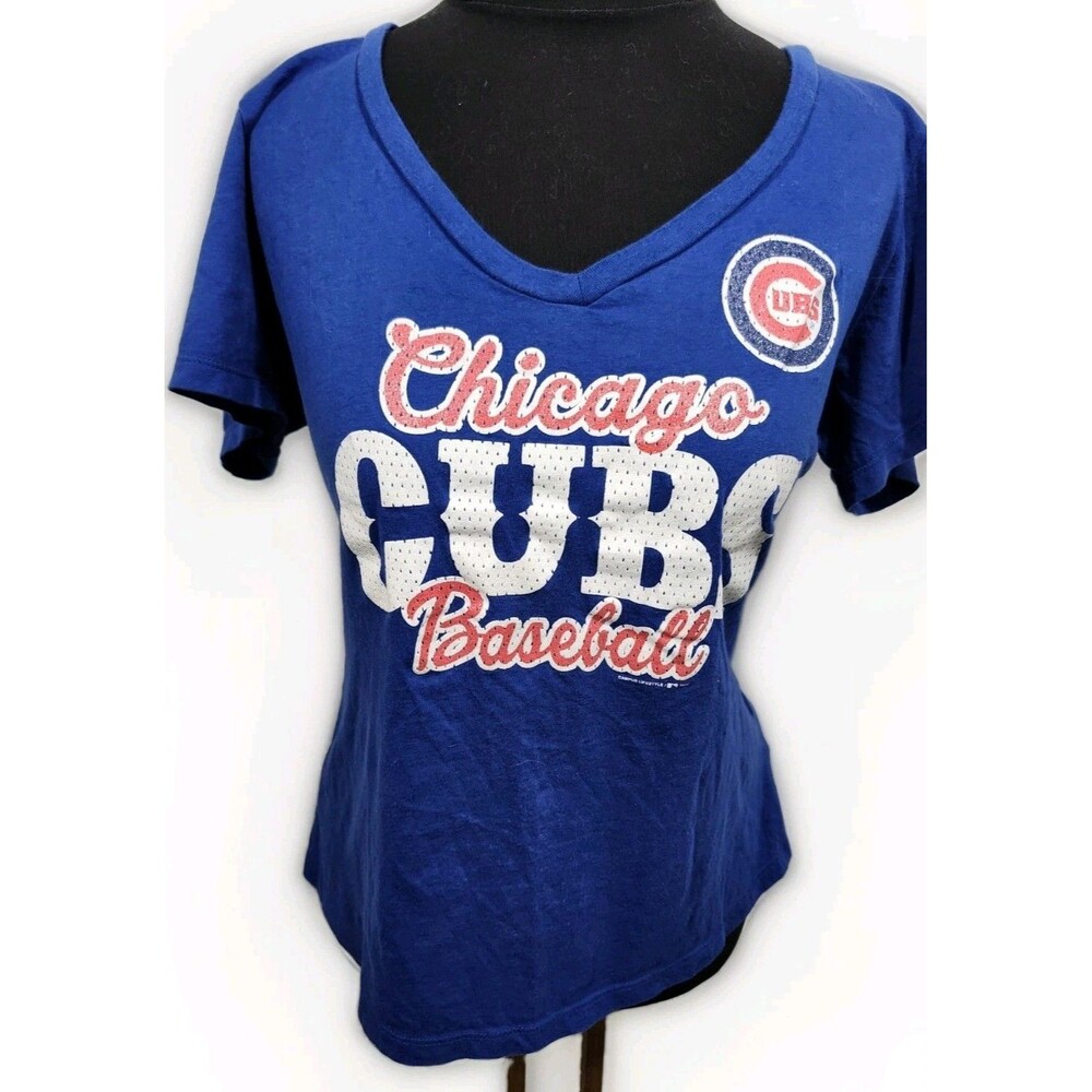 Chicago Cubs MLB Women's Blue V-neck T-shirt Size XL MLB Genuine Merchandise
